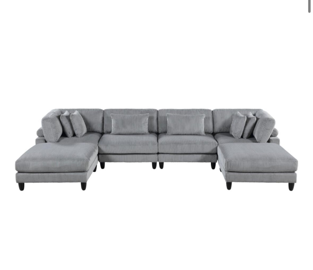 NkS9688GY*62CR2AC2OT 6-Piece Modular Sectional with Ottomans