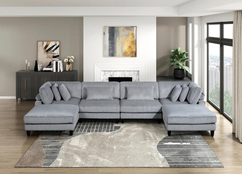 NkS9688GY*62CR2AC2OT 6-Piece Modular Sectional with Ottomans