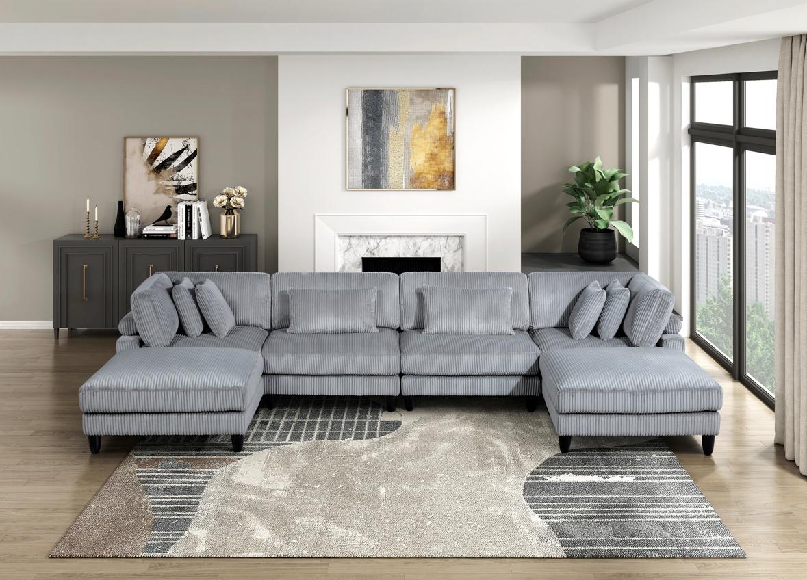 NkS9688GY*62CR2AC2OT 6-Piece Modular Sectional with Ottomans