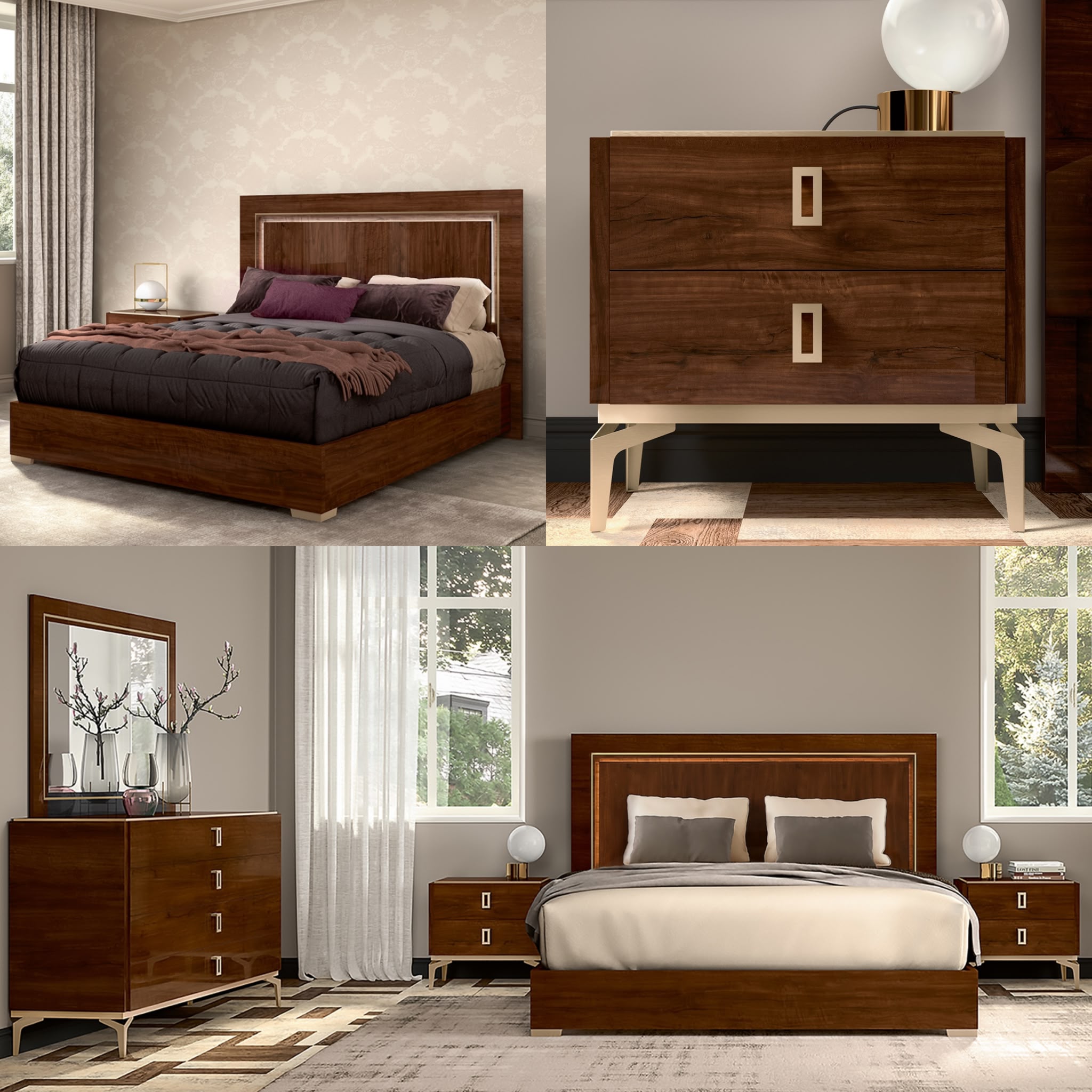 NKSEVA/LED Real Italian Bedroom Set (Status Italy Brand)