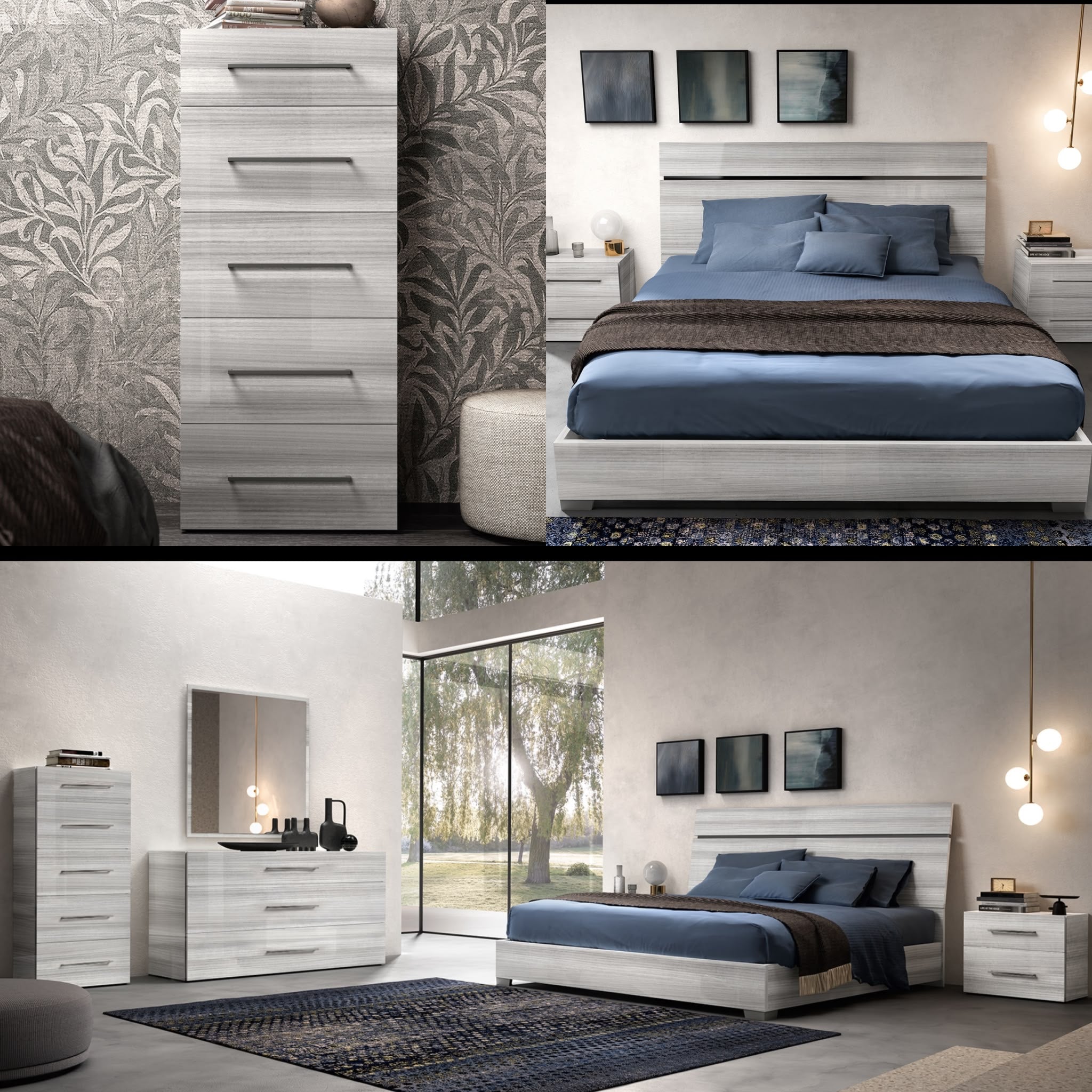 NKSMIA/LEDMZ Real Italian Bedroom Set Status Italy Brand