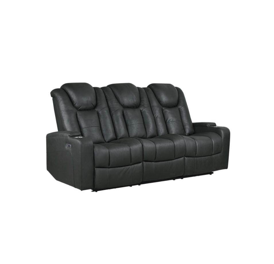 NKS99213BLK Power Double Reclining Sofa with Drop-Down Table & Cupholders