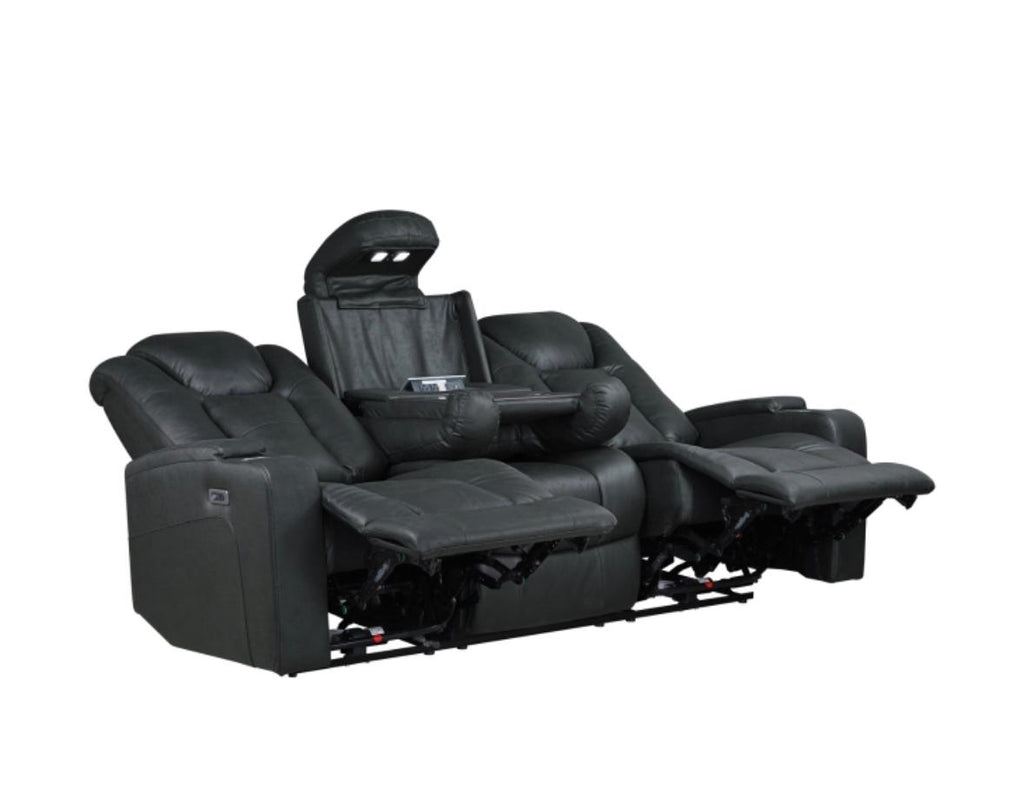 NKS99213BLK Power Double Reclining Sofa with Drop-Down Table & Cupholders