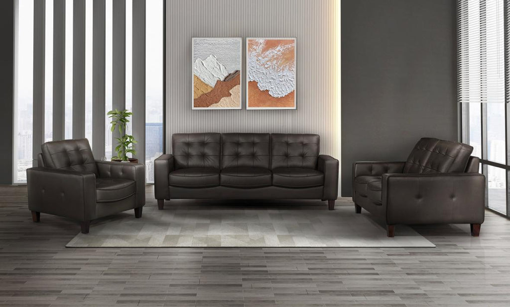NKS99266BRW Leather Sofa and Love Seat