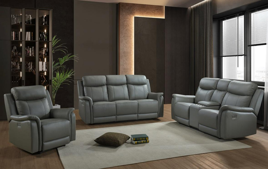 NKS99840PN-GY Leather Electric Power Recliner Set
