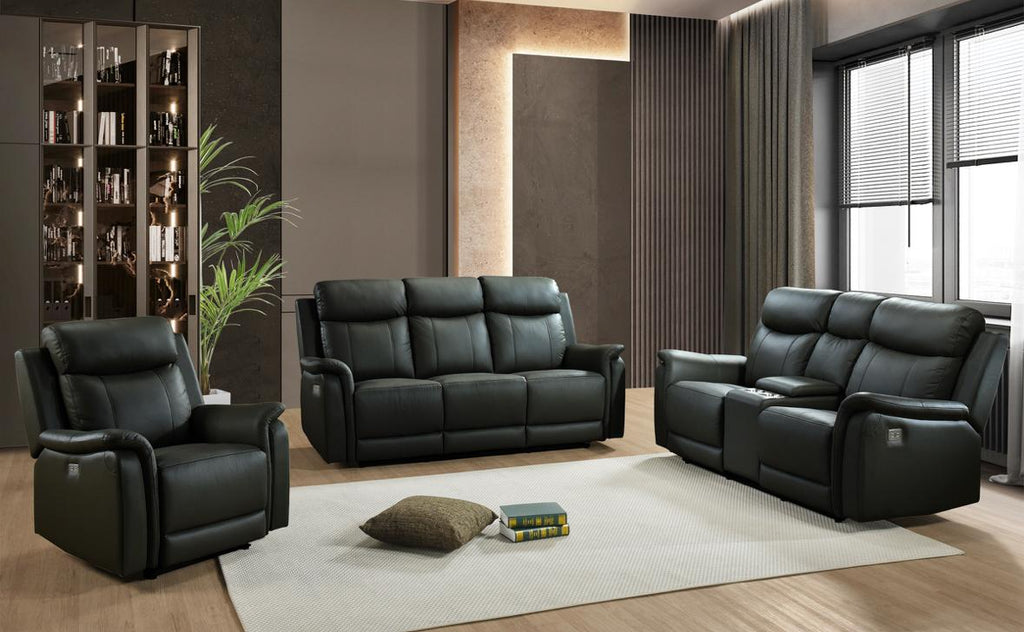 NKS99840PN-BK Leather Electric Power Recliner Set