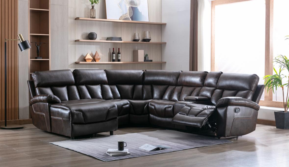 NKS99931BRWSS6L Reclining Sectional with Left Side Chaise & Wireless Charger Console