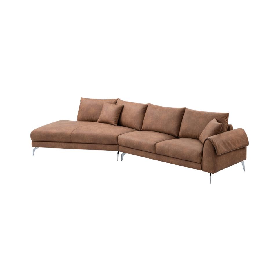 NKS99938BRWSSL  Fabric Sectional with Left Side Chaise & 2 Pillows
