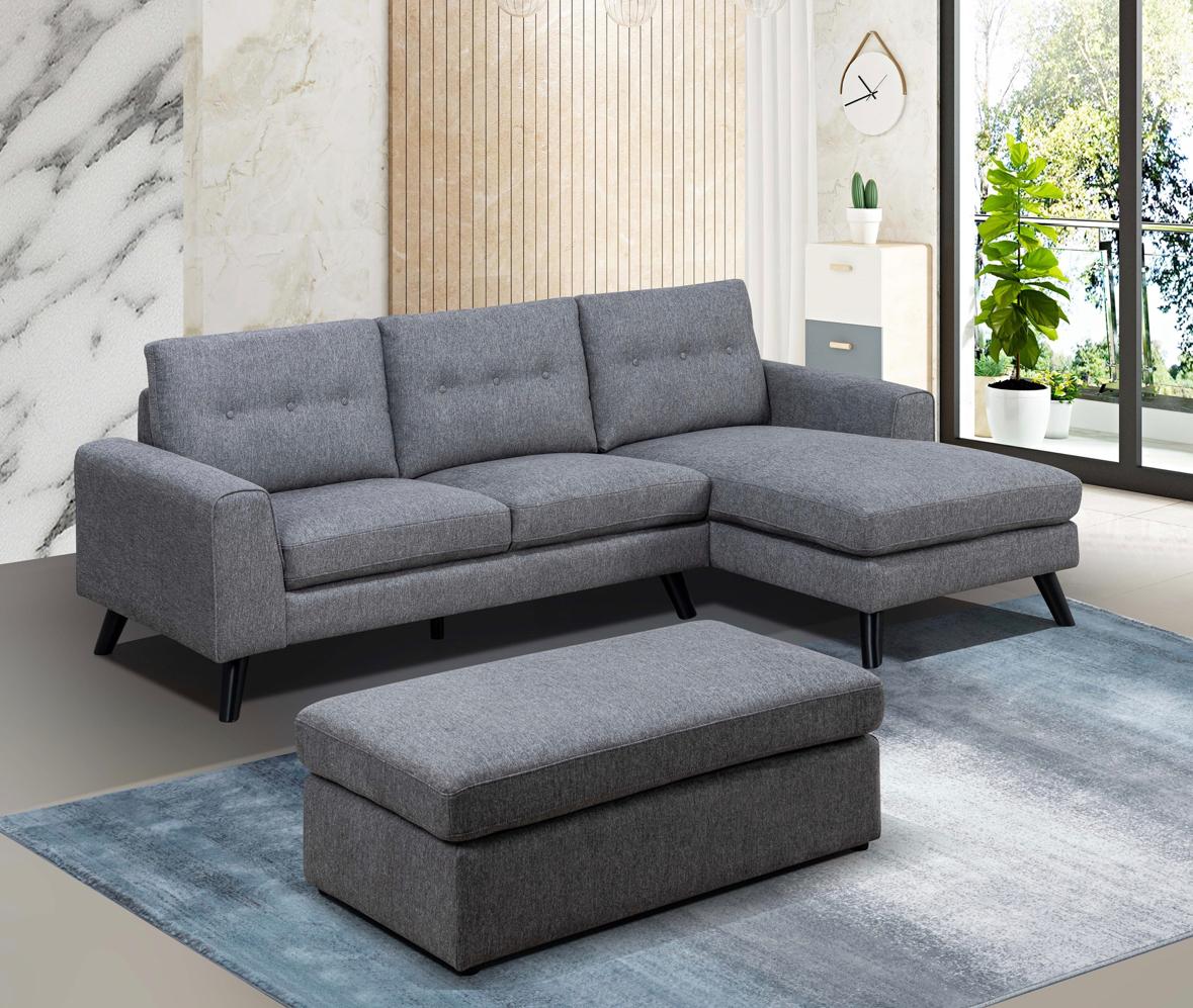 NKS99947GRYSSR  Fabric Sectional with Right Side Chaise