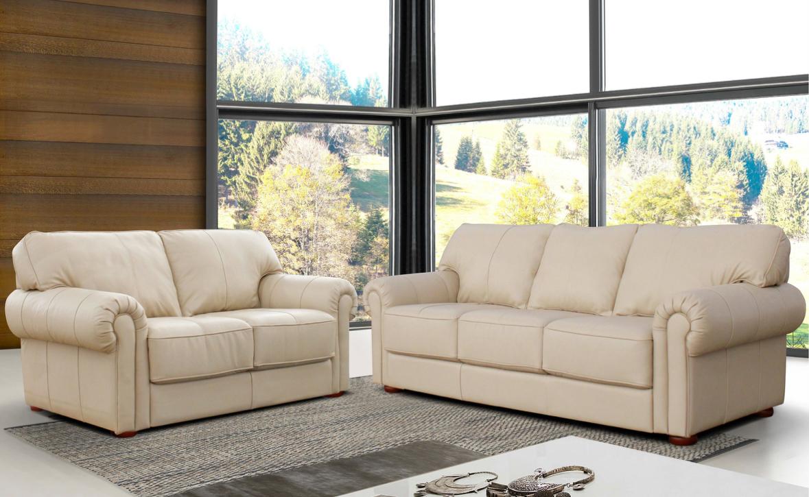NKS99953BRW Full Cowhide Leather All Over Sofa, Love Seat & Chair