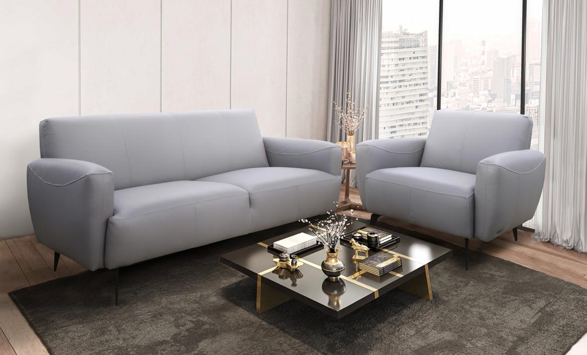 NKS99954GRY Full Cowhide Leather All Over Sofa & Chair