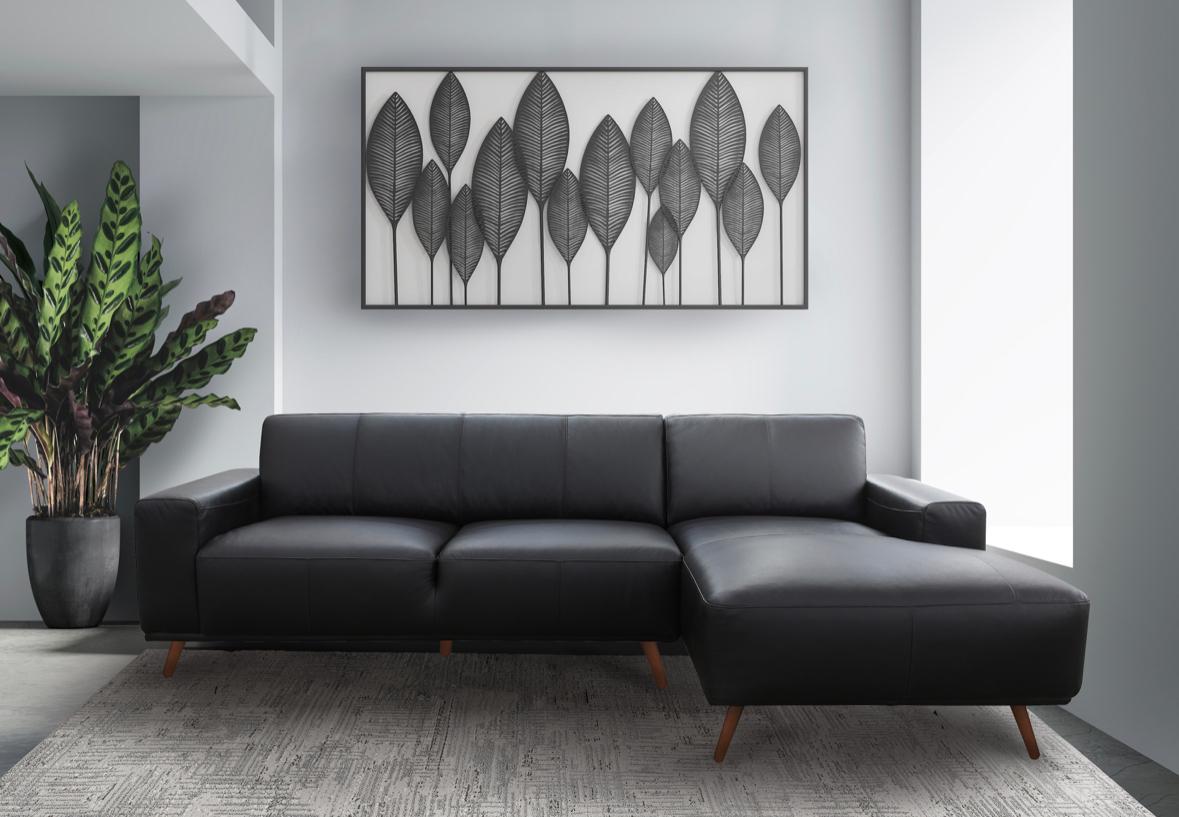 NKS99956BLKSS Full Cowhide Leather All over  Sectional Sofa