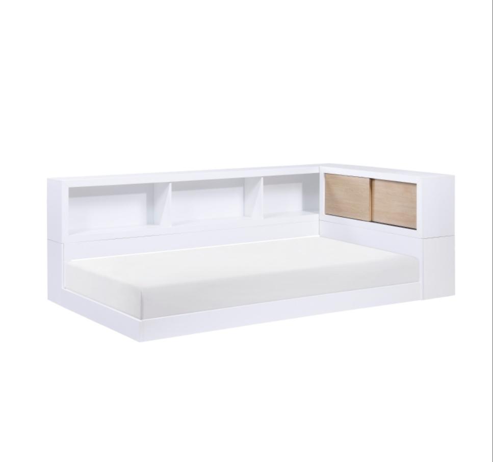 NKSB2012BCTFMZ Twin/Full Bookcase Corner Children Platform Bed