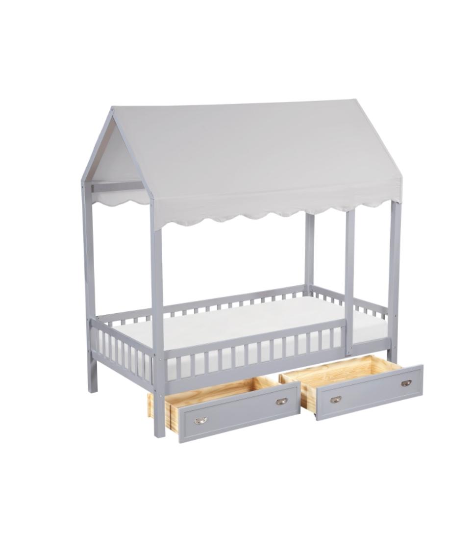 NKSB2024GYCPMZ Twin Canopy Platform Bed with Trundle or Drawers Option