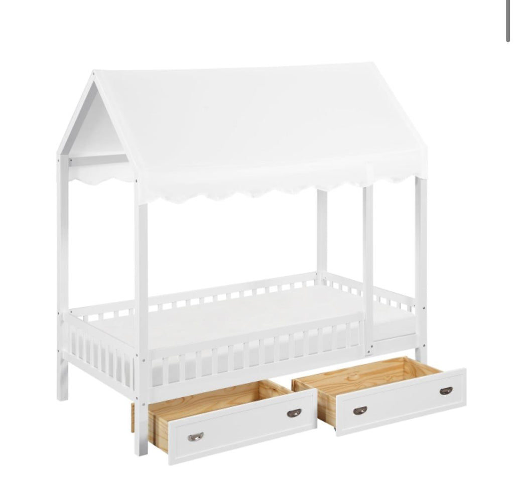 NKSB2024WHCPMZ Twin Canopy Platform Bed with Trundle or Drawers Option