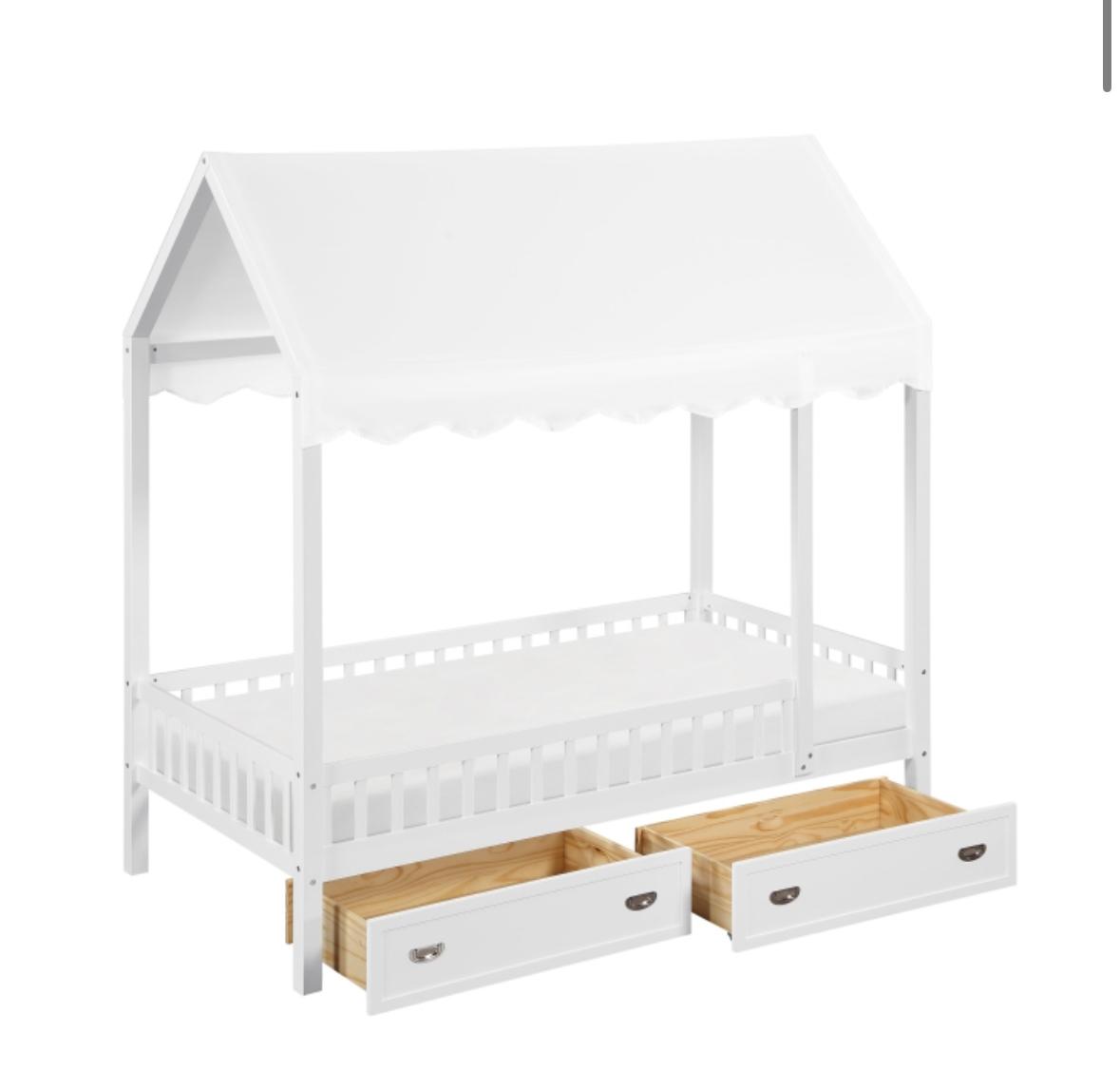 NKSB2024WHCPMZ Twin Canopy Platform Bed with Trundle or Drawers Option