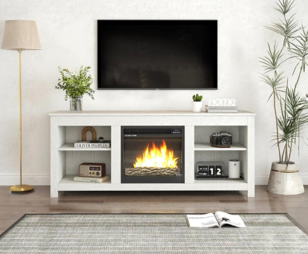 NKS45601WTMZ 58-inch TV Stand with Fireplace