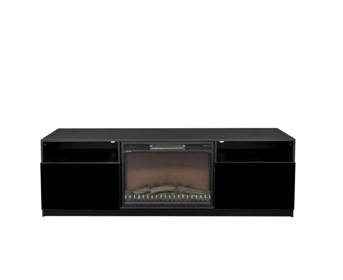 NKS45600BKMZ 70-inch TV Stand with Fireplace, Black Gloss Finish
