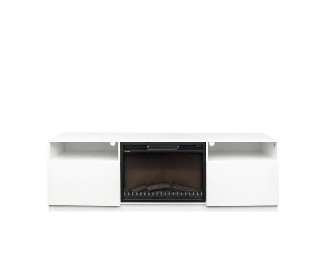 NKS45600WTMZ 70-inch TV Stand with Fireplace, White Gloss Finish