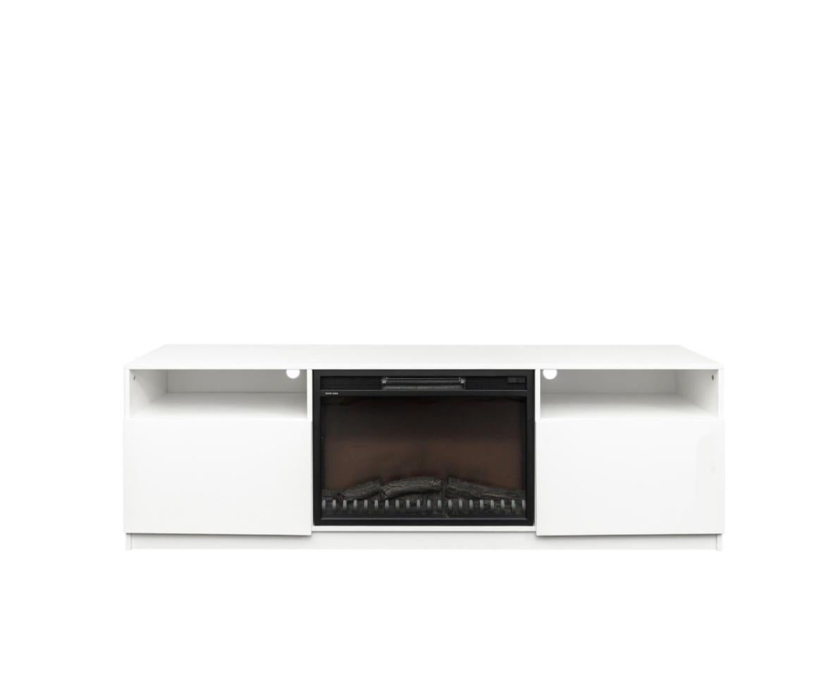 NKS45600WTMZ 70-inch TV Stand with Fireplace, White Gloss Finish