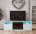 NKS45600WTMZ 70-inch TV Stand with Fireplace, White Gloss Finish