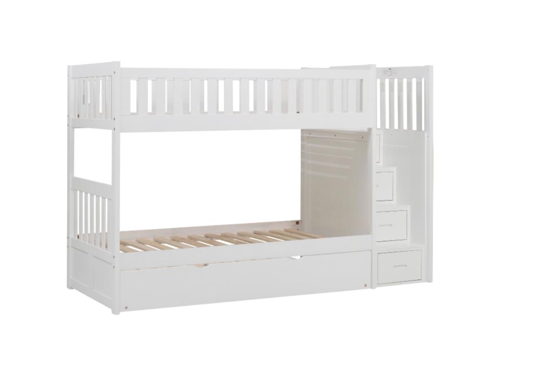 NKSB2053SBWMZ Stairs Bunk Bed with Drawers or Trundle