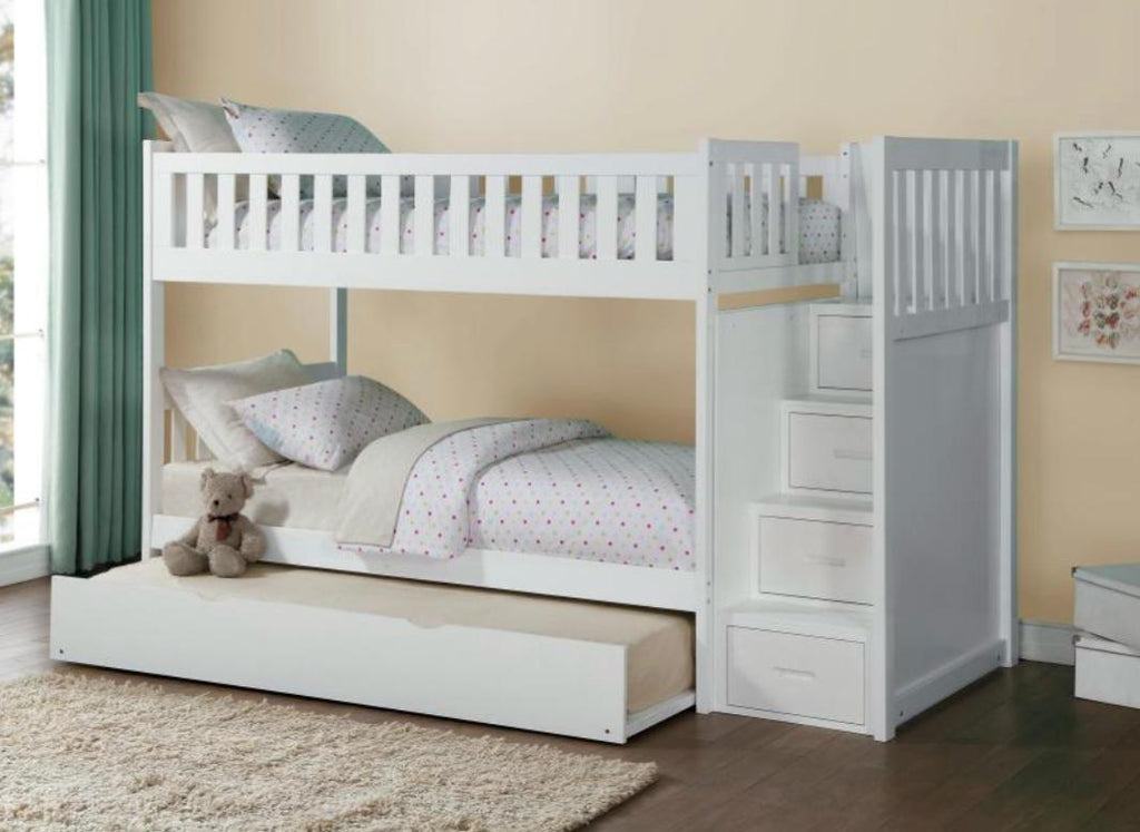 NKSB2053SBWMZ Stairs Bunk Bed with Drawers or Trundle