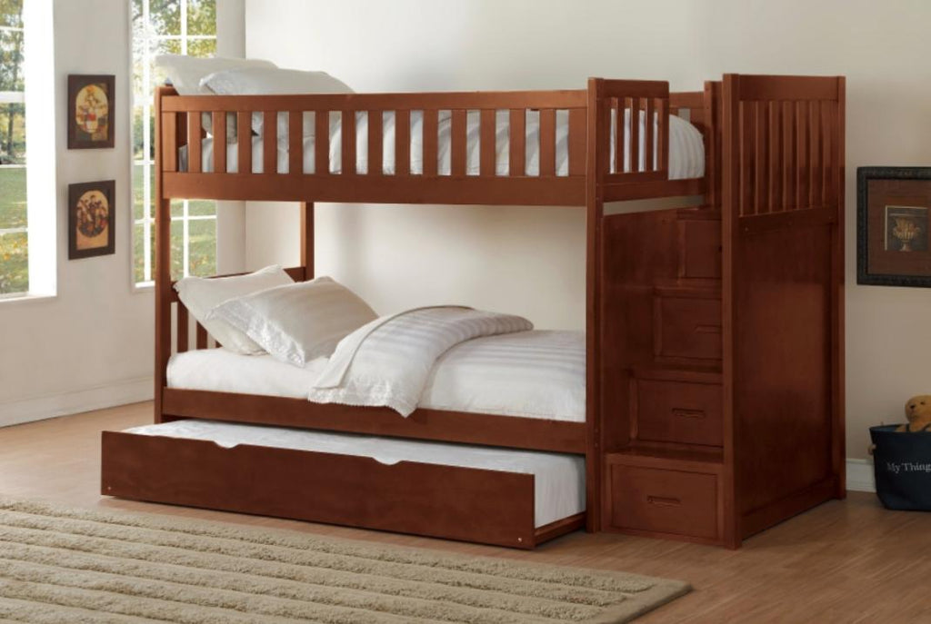 NKSB2013SBMZ Stairs Bunk Bed with Drawers or Trundle