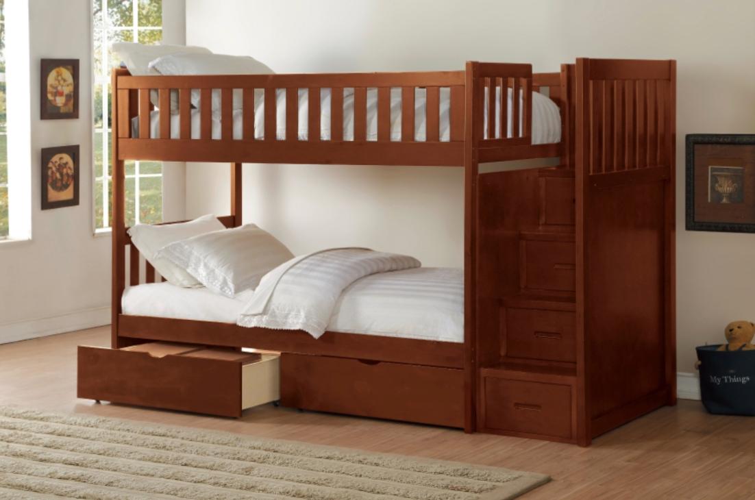 NKSB2013SBMZ Stairs Bunk Bed with Drawers or Trundle