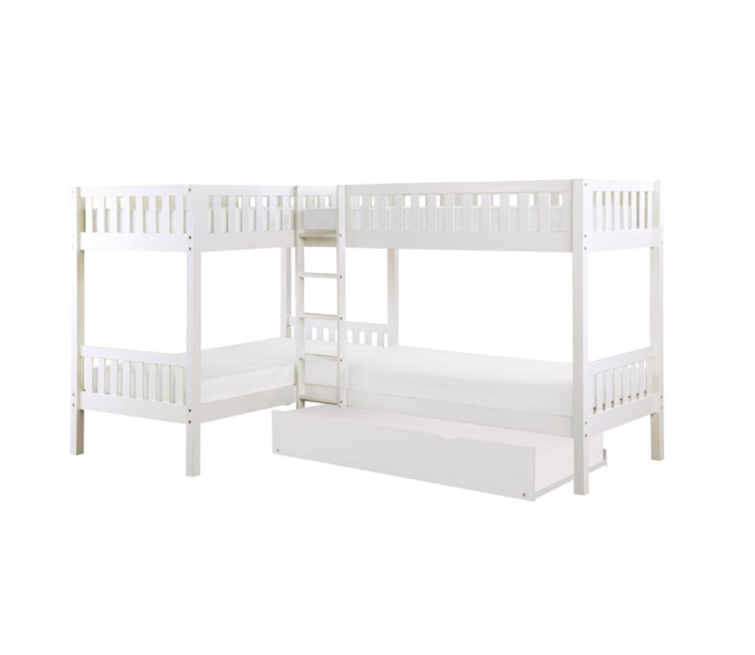 NKSB2053CNWMZ Corner Bunk Bed with Drawers or Trundle