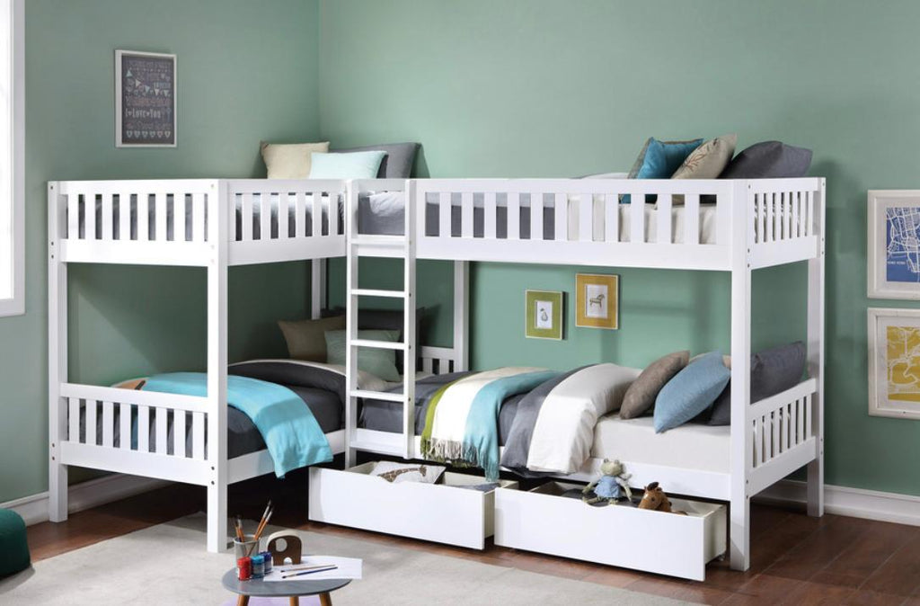 NKSB2053CNWMZ Corner Bunk Bed with Drawers or Trundle