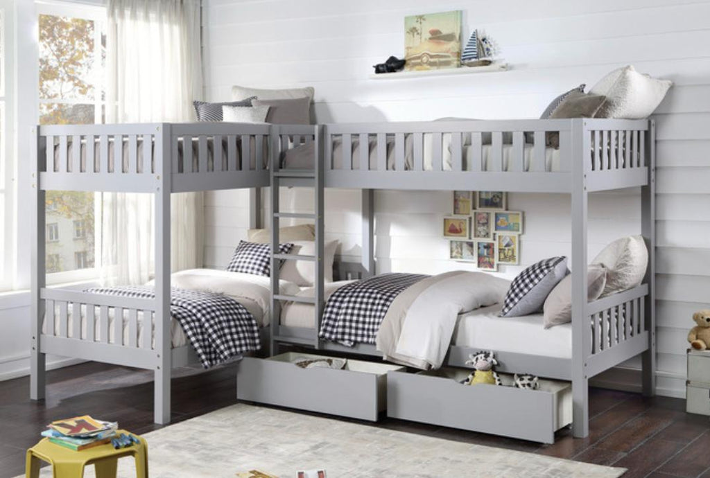 NKSB2063CNMZ Corner Bunk Bed with Drawers or Trundle