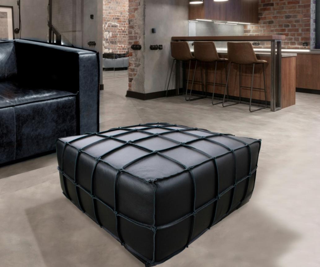 NKS99963BLKMZ Full Cowhide Leather  Ottoman