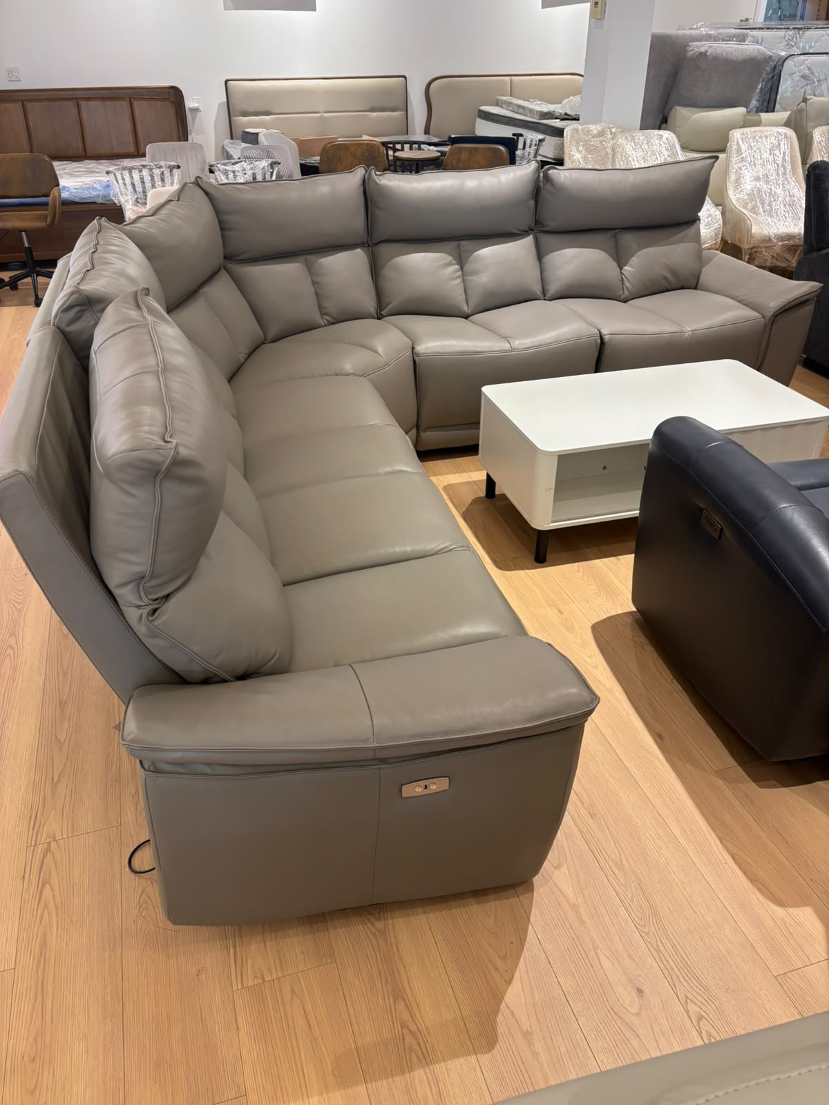 NKSCANF2 Modern Leather Sectional Recliner Sofa