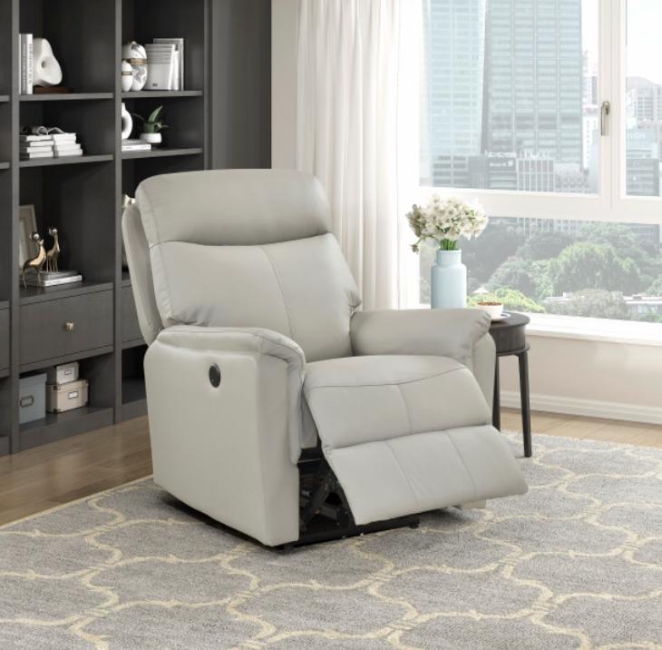 NKS8459LGY-1PW Leather Electric Power Reclining Chair
