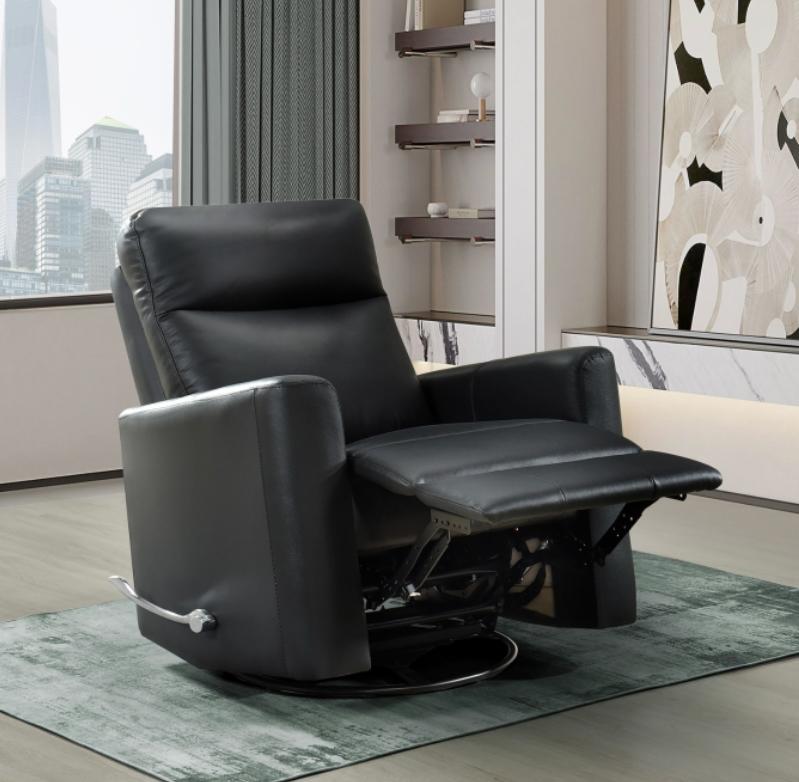 NKS9658BLK-1G  Swivel Glider Recliner in Leather