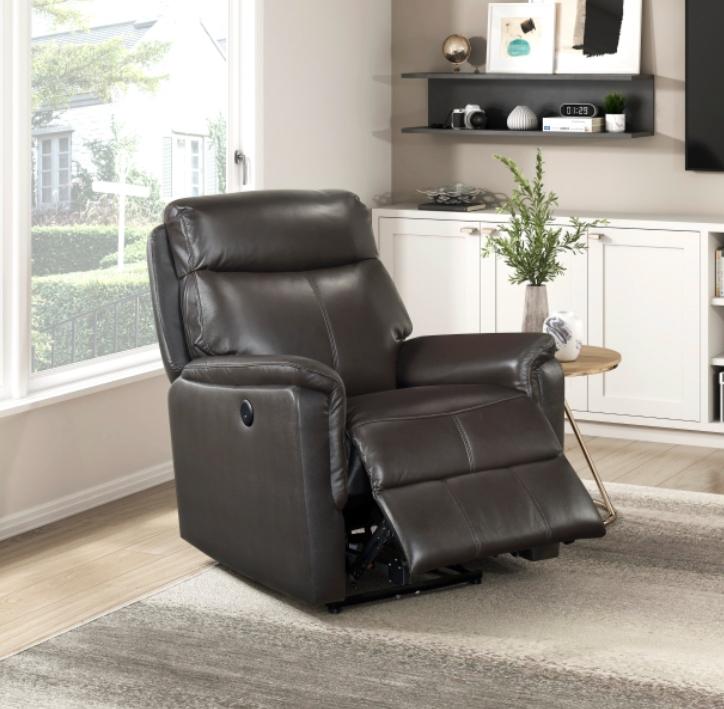 NKS8459DBR-1PW  Leather Electric Power Reclining Chair
