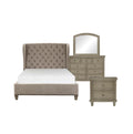 NKS5442MZ Contemporary Fabric Upholstered Bed with Wooden Casegoods and Mattress