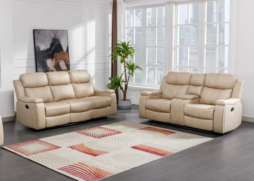 NKS99990BUFMZ Polished microfiber Recliner Sofa & Love Seat  with Hidden Cupholders