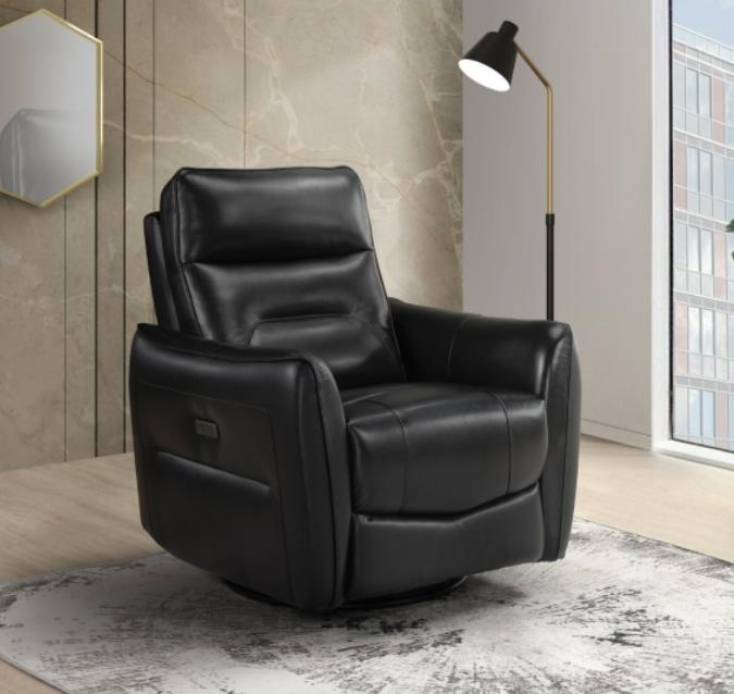 NKS9713PBLK-1SW  Power Swivel Glider Recliner in Leather