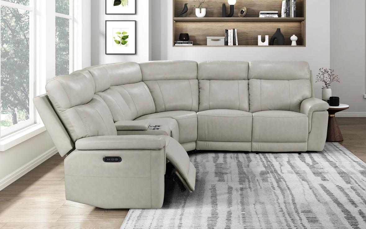 NKS9199TPESS6MZ Leather Sectional Electric Power Recliner Sofa