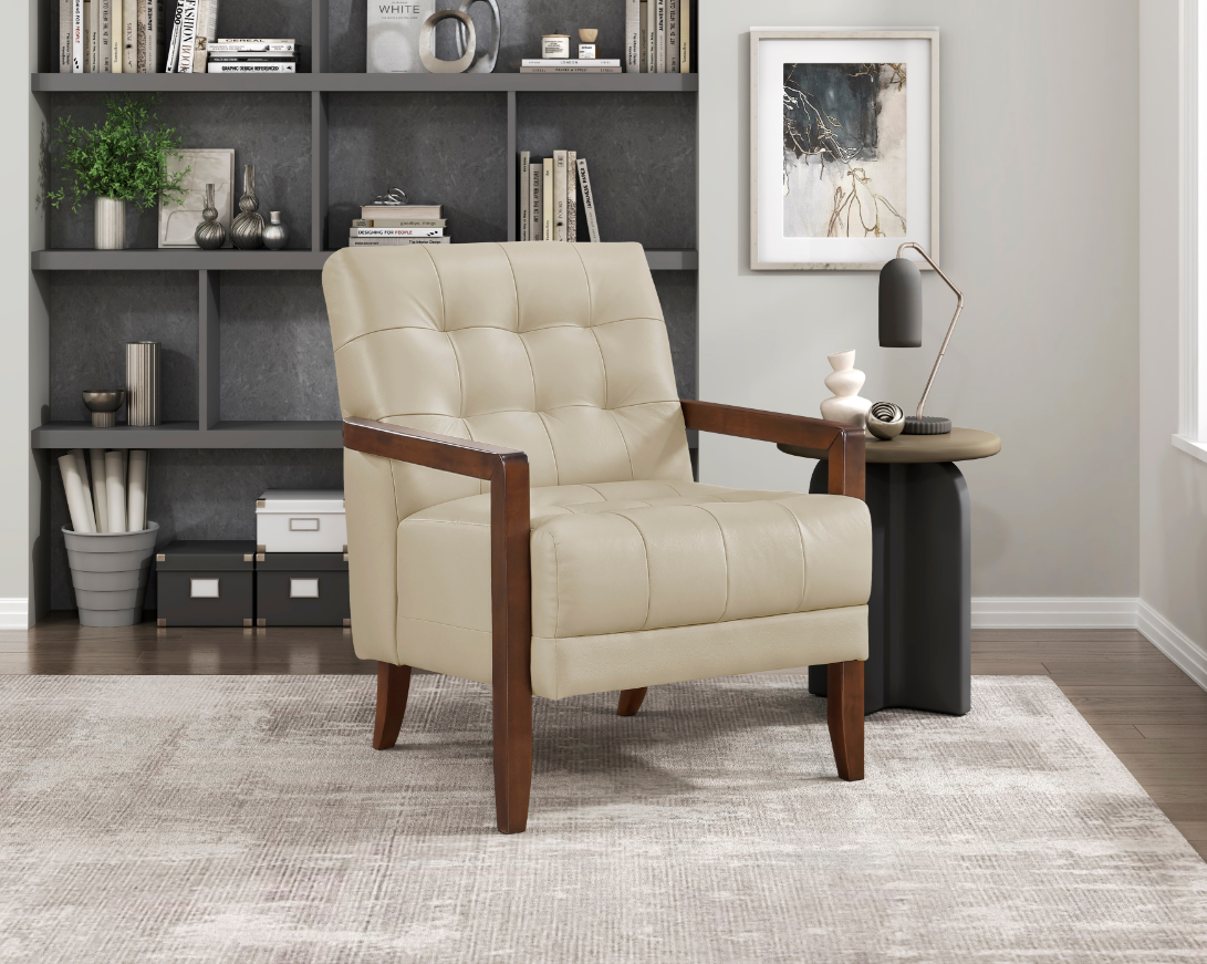 NKS1010BEG Leather Accent Chairs