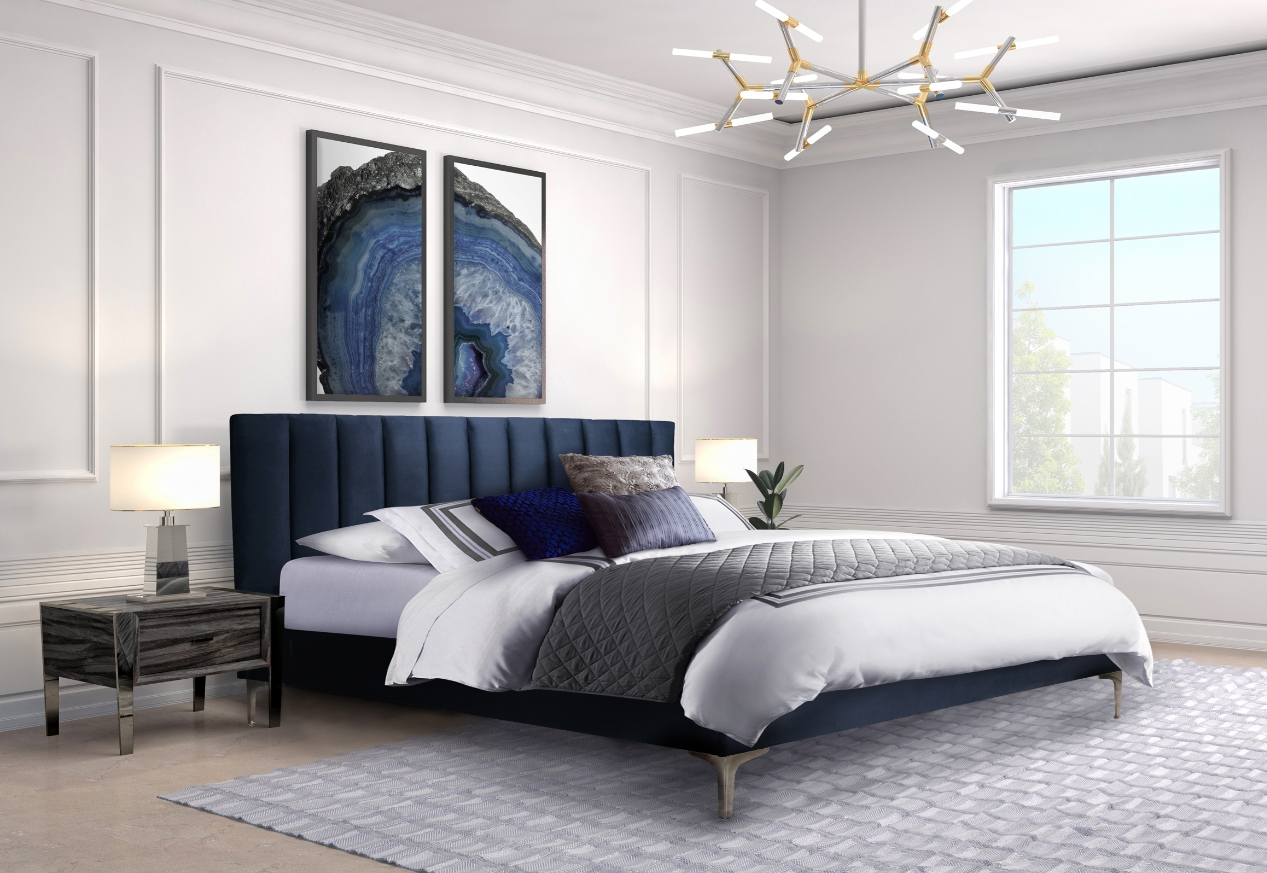 NKS5893NV Contemporary Platform Bed in Queen/ King Size in NV