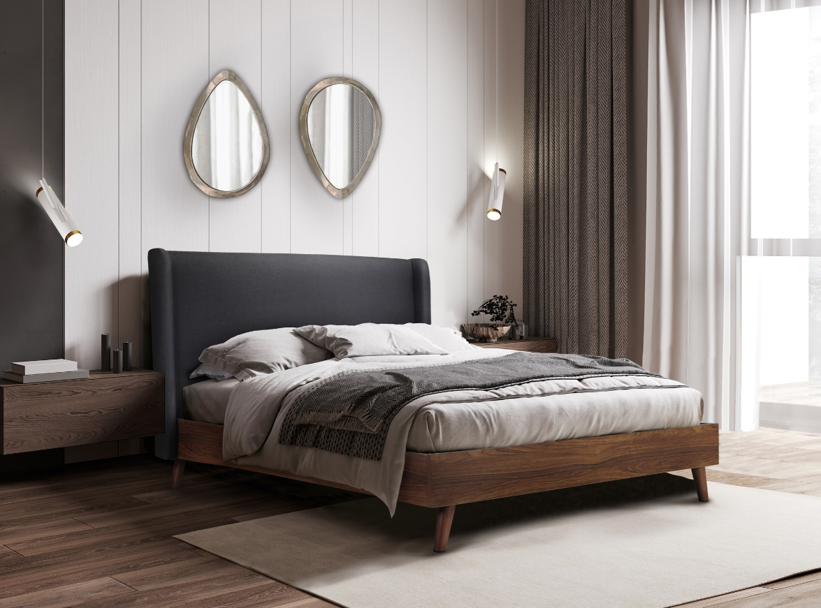 NKS5894DG Contemporary Platform Bed in Queen/ King Sizes
