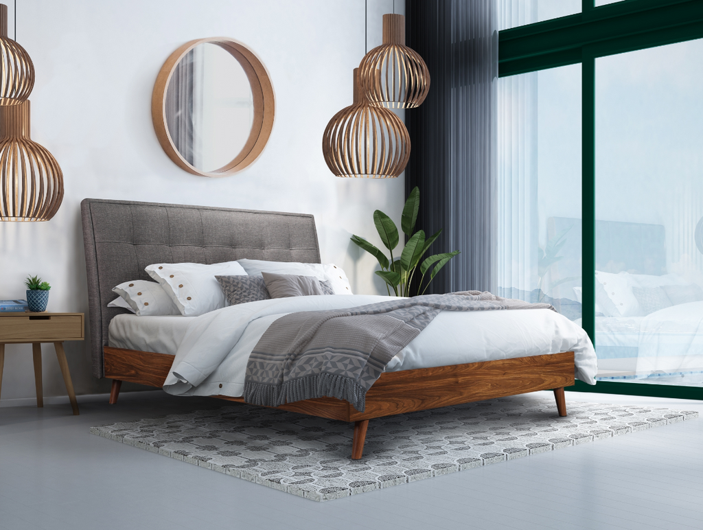 NKS5895GY Contemporary Platform Bed in Queen/ King Sizes