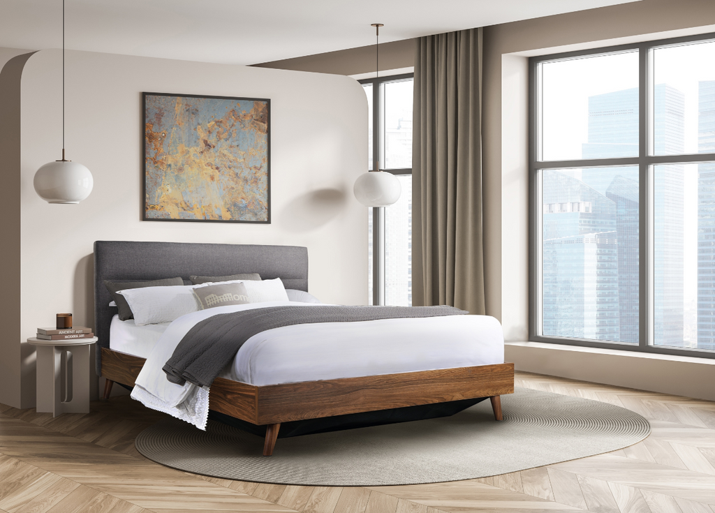 NKS5898GY Contemporary Platform Bed in Queen/ King Sizes with Lift Storage