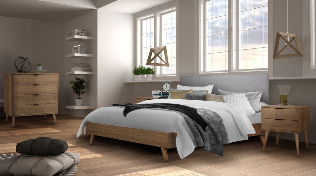 NKS5890GYMZ Fabric Platform Bed in Queen/Full/ King Sizes