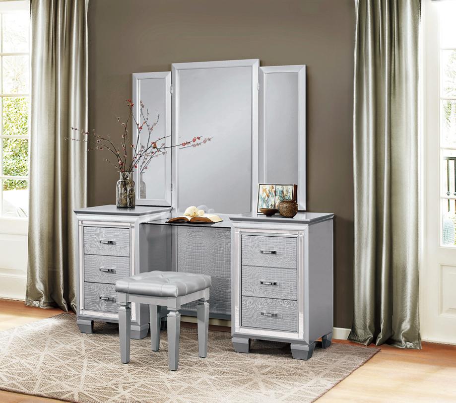 NKS1916VMZ Vanity Dresser, Mirror with Stool