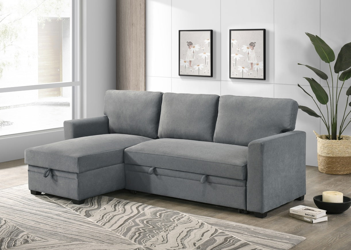 NKS99073GYMZ Fabric Sectional Reversible Sofa Bed